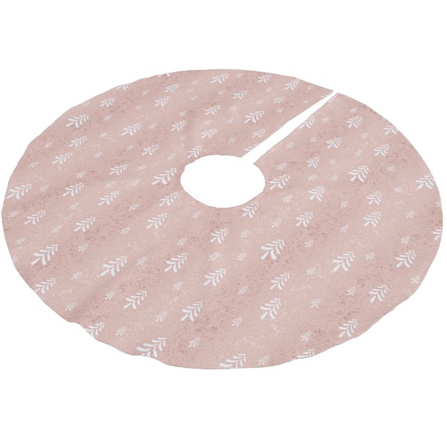 Rose gold christmas tree pattern modern brushed polyester tree skirt (Angled)