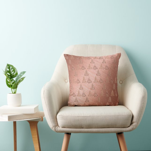 Rose gold christmas tree throw pillow (Chair)