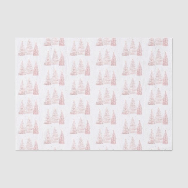 Rose Gold Christmas Trees Tissue Paper (Front)
