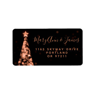 Rose Gold Christmas Wedding Return Address Label