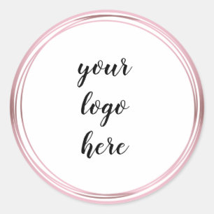 Rose Gold Circle Rings Border Glitter Custom Logo  Classic Round Sticker