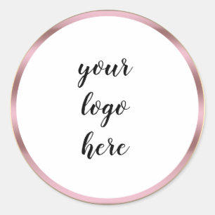 Rose Gold Circle Rings Border Glitter Custom Logo  Classic Round Sticker