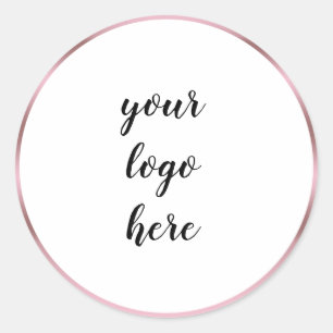 Rose Gold Circle Rings Border Glitter Custom Logo  Classic Round Sticker