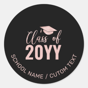 Rose Gold Class of Graduation Party Favour Classic Round Sticker