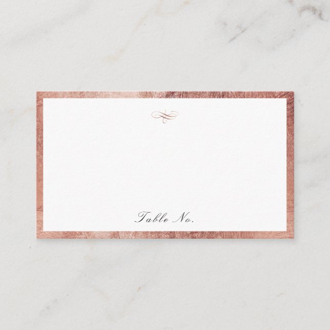 Rose Gold Classic Elegance Script Simple Wedding Place Card (Front)