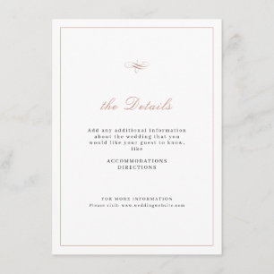 Rose Gold Classic Elegance Script  Wedding Details Enclosure Card