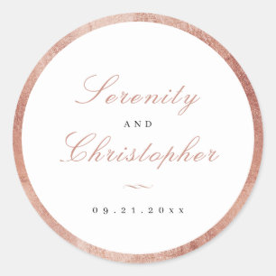 Rose Gold Classic Elegance Script Wedding Favours Classic Round Sticker