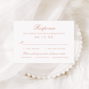 Rose Gold Classic Wedding Meal Choice Script RSVP Card