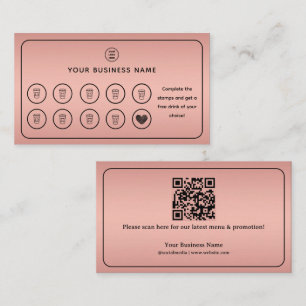 Rose Gold Coffee Cup QR Code Add Your Logo Loyalty Card