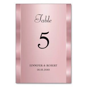 Rose Gold Colour Elegant Script Modern Template Table Number
