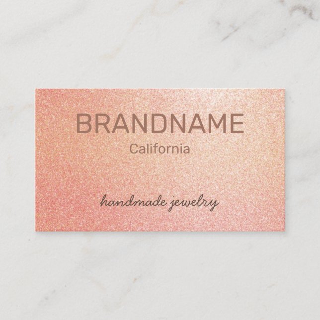 Rosé Gold Colour Gradient Texture Faux Pink Glitte Business Card (Front)