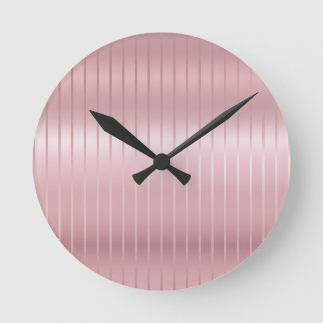 Rose Gold Colour Modern Elegant Template Round Clock (Front)