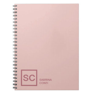 Rose gold colour professional girly monogram name notebook