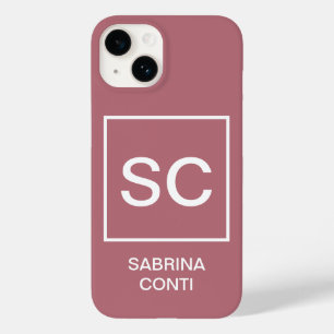 Rose gold colour professional simple monogram name Case-Mate iPhone 14 case
