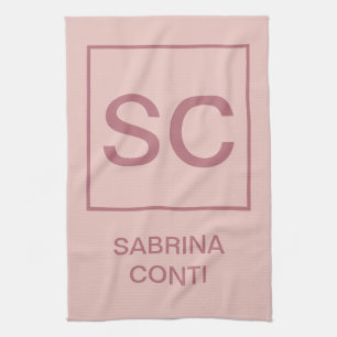 Rose gold colour professional simple monogram name kitchen towel