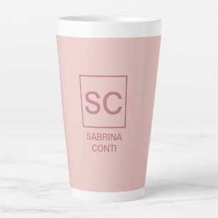 Rose gold colour professional simple monogram name latte mug