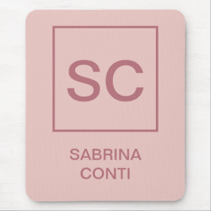 Rose gold colour professional simple monogram name mouse pad
