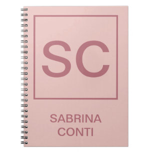 Rose gold colour professional simple monogram name notebook