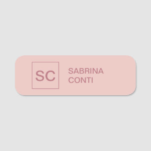 Rose gold colour professional simple monogram name tag