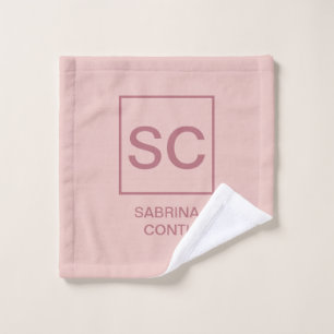 Rose gold colour professional simple monogram name wash cloth