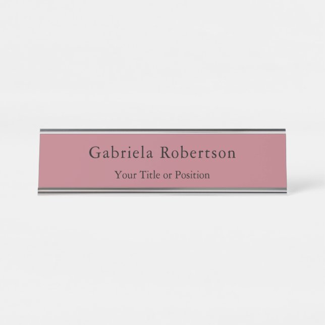 Rose Gold Colour Professional Trendy Modern Plain Desk Name Plate (Front)