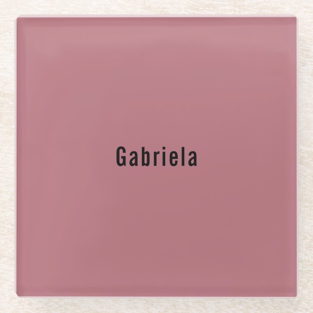 Rose Gold Colour Professional Trendy Modern Plain Glass Coaster (Front)