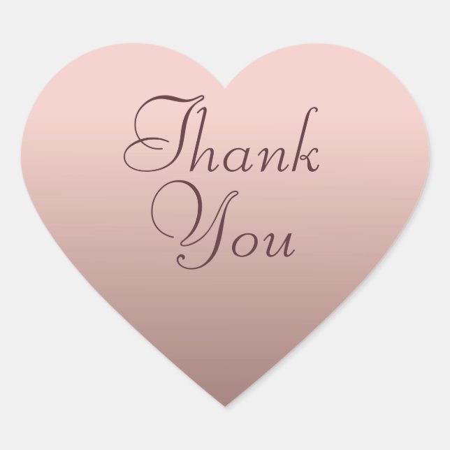 Rose Gold Colour Template Thank You Text Elegant Heart Sticker (Front)