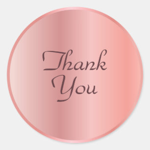 Rose Gold Colour Thank You Text Template Elegant Classic Round Sticker