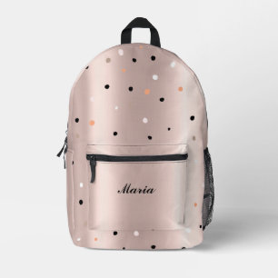 Rose gold coloured dots cute name printed backpack