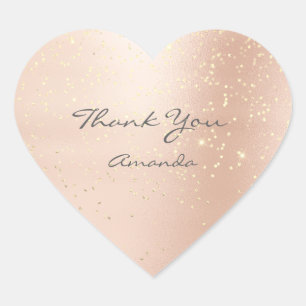 Rose Gold Confetti 16th Name Bridal Heart Thank Yo Sticker