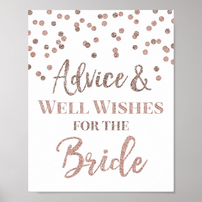 Rose Gold Confetti Advice for the Bride Sign (Front)