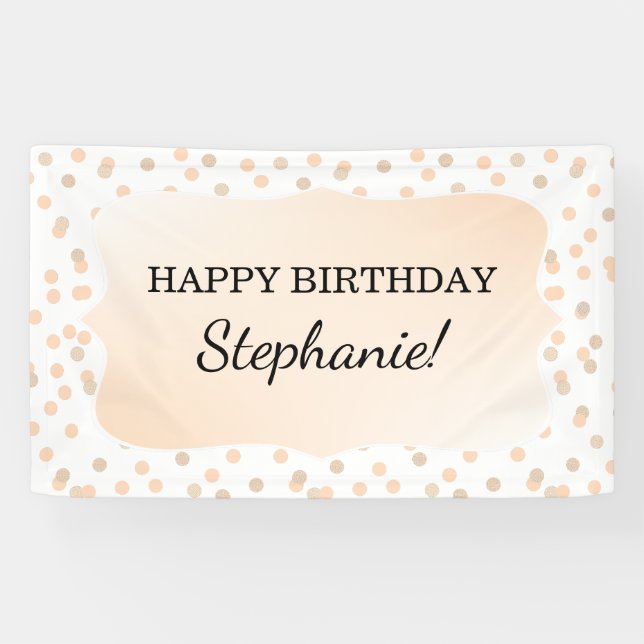 Rose Gold Confetti Birthday Party Banner (Horizontal)