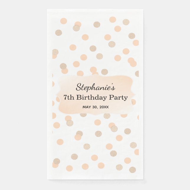 Rose Gold Confetti Birthday Party Napkin (Front)