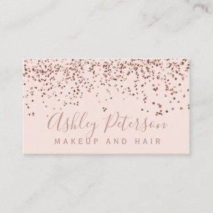 Rose gold confetti blush pink chic typography business card