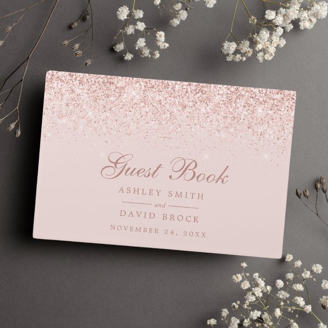 Rose Gold Confetti Blush Pink Modern Chic Wedding Guest Book (Creator Uploaded)
