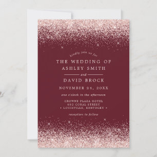 Rose Gold Confetti Bourgogne Faire-part de mariage