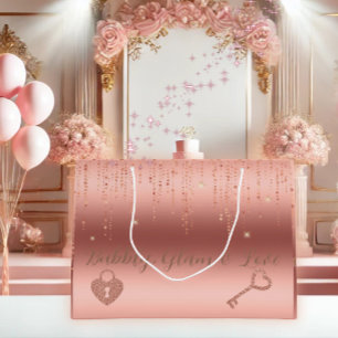 Rose Gold Confetti Bridal Shower  Large Gift Bag