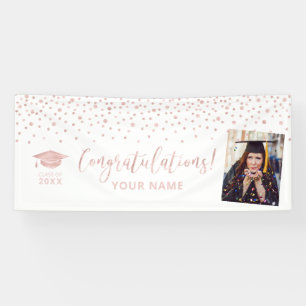 Rose Gold Confetti Congratulation Graduation Banner