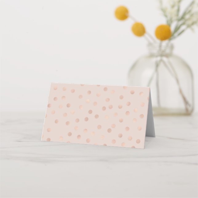 Rose Gold Confetti Foil Wedding Folded Place Cards (Front)