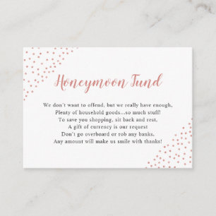 Rose Gold Confetti Honeymoon or household Fund Enclosure Card