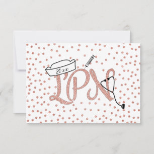 Rose Gold Confetti LPN graduation party RSVP Card