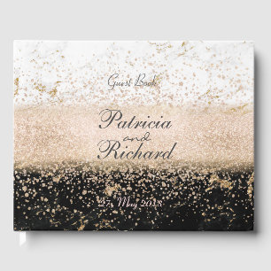 Rose gold confetti marble wedding artwork guest book