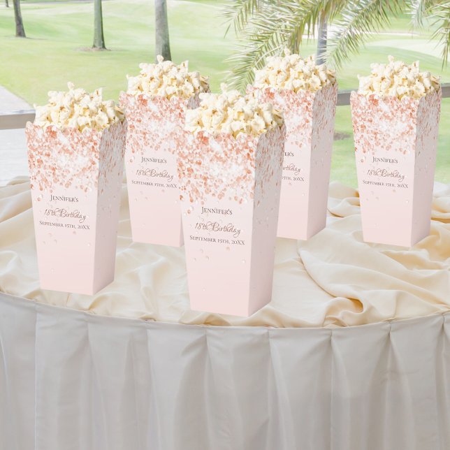 Rose gold confetti name birthday favor box (Creator Uploaded)