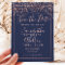 Rose gold confetti navy blue script save the date