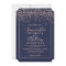 Rose gold confetti navy blue typography wedding