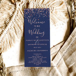 Rose gold confetti navy blue wedding program<br><div class="desc">Rose gold confetti navy blue wedding program.</div>