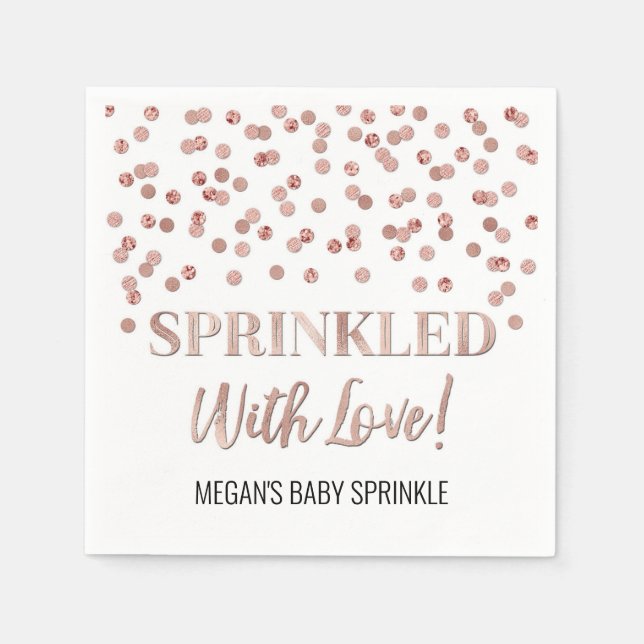Rose Gold Confetti Sprinkled with Love Napkin (Front)