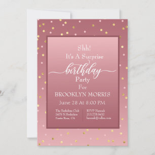 Rose Gold Confetti Surprise Birthday Party Invitation