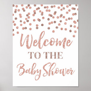 Rose Gold Confetti Welcome to Baby Shower Poster
