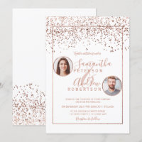 Rose gold confetti white circle photo wedding